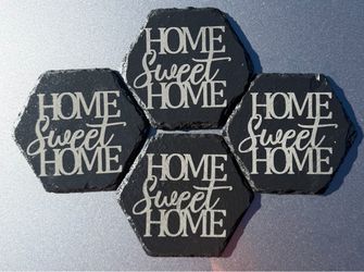 Home Sweet Home Slate Coasters Set of 4