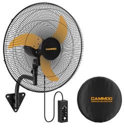 CAMMOO 20 Inch Wall Mount Fan Oscillating with 600D Oxford Cover, Extended 3.3ft Wired Remote and 6.6ft Power Cord, 3-Speed High Velocity Industrial W