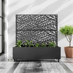 Eddison Galvanized Metal Planter Box with Trellis and Wheels