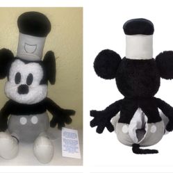 DISNEY Steamboat Willie Mickey Mouse Weighted Plush 17'' (w/ removable 2.5lb weight) NWT