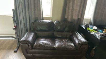 Brown Leather Loveseat
