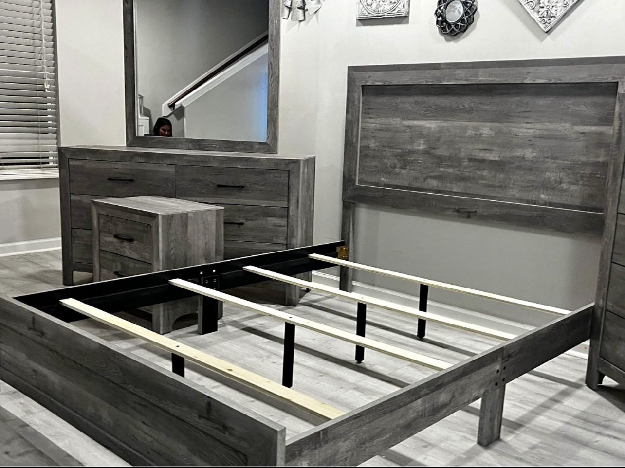 Full or Queen Size Bed With Dresser & Mirror and Night Stand  — all for just $698!