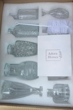 Set Of 10 Premium Crystalline Glass Bud Vases, With Complimentary Cleaning Brush