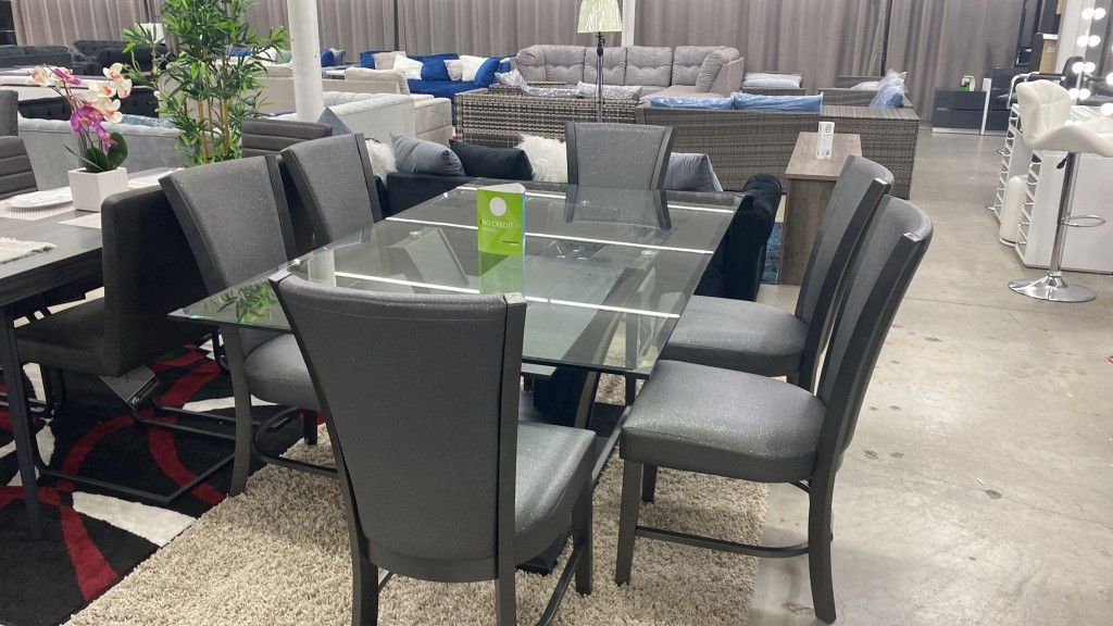 Juego de Comedor Camelia 7 PZAS gris 🤩🤩HOUSTON SOLO $54 PAGO INICIAL 🥳🥳 $799