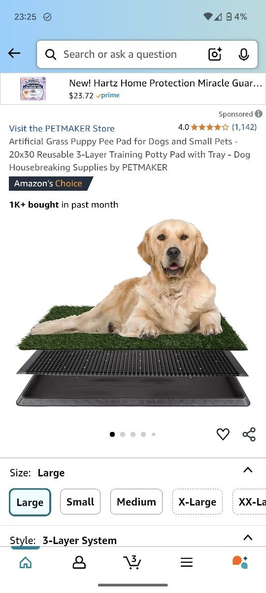 Artificial Grass Puppy Pee Pad -- Large