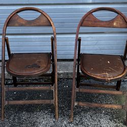 Vintage Folding Wooden Chairs (pair) Thumbnail