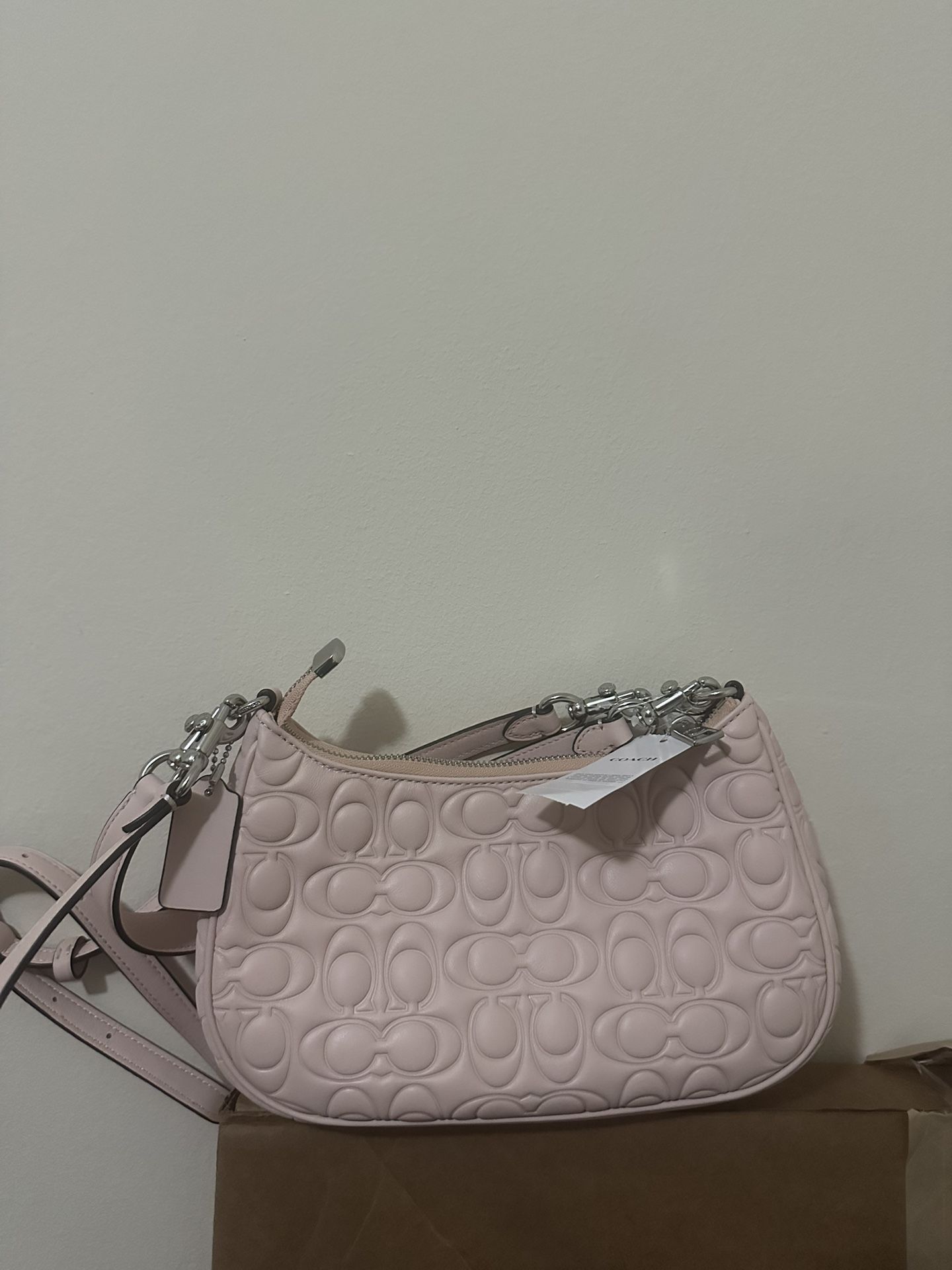 Coach Signature Leather Teri Bag Silver/Blush