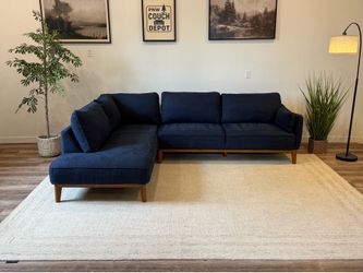 Macy’s Jollene midnight blue sectional couch delivery available