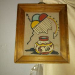 Small Framed Sand Art Piece From New Mexico 1980s Era Original 