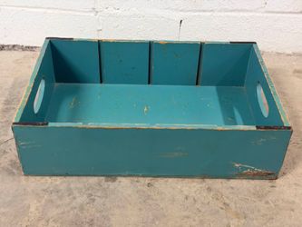 Vintage Teal Wooden Harvest Crate