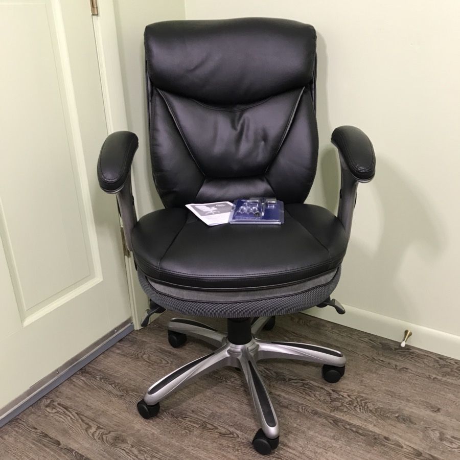 Serta Smart Layers Verona Manager Office Chair, Black/Silver NEW