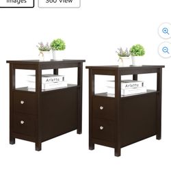 Set of Two Parlor Living Room Furniture MDF Bookshelf Storage Rack, Russet