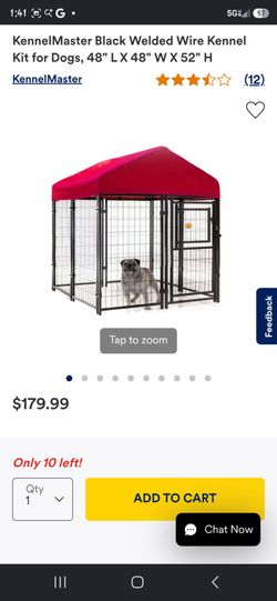 KennelMaster Black Welded Wire Kennel Kit for Dogs, 48" L X 48" W X 72" H