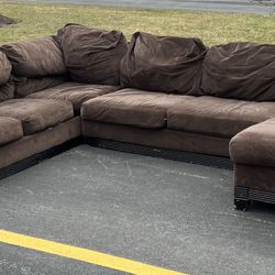 Large Brown Sectional Couch Set 