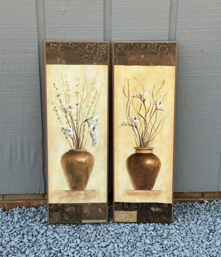 Pair Of Flowers In Vases Framed Print Wall Art Home Decor Accent Made In Canada