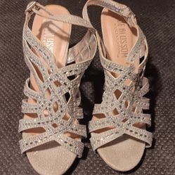 Silver Tone Rhinestone Heels