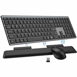 KG637 Wireless Keyboard & Mouse Combo with Wrist Rest – New