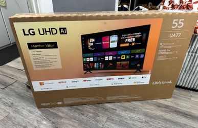 LG 55-Inch Class UHD AI 4K UA77 Series Smart TV with AI Sound Pro, HDR10, 4K Super Upscaling, Filmmaker Mode, Wow Orchestra, Compatible with Alexa (55