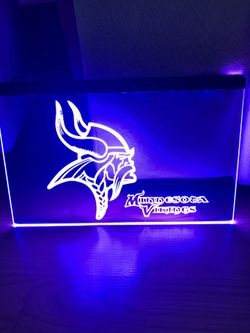 VIKINGS LED NEON PURPLE LIGHT SIGN 8x12