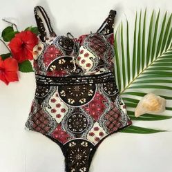 Multicolor print one piece swimsuit bathingsuit Size Small