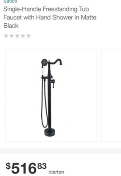New Satico Single-Handle Freestanding Tub Faucet Hand Shower Matte Black. Retails $560 With Taxes! Has Little Nicks. Look At My Profile!