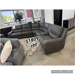 Granite gray power reclining sectional sofa  // Christmas Sale !