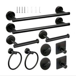 10 Pcs Matte Bathroom Hardware Set SUS304 Bathroom Hanger Set 16 Inch Hand Towel Bar Towel Holder Toilet Paper Holder Angled Hook 2 Robe Towel Hooks W