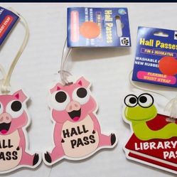 Brand New Fun Hall Pass Library Pass School Teacher Pig  Book Worm Please Read Description For Pick Up Location Options