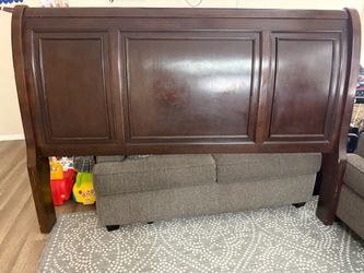 Dark Cherry Wood Sleigh Bed Headboard king size