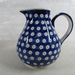 Boleslawiec Polish Pottery Vintage Hand Made 40 Oz.Water Pitcher

