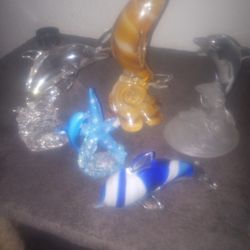 Glass Dolphin Figurines 