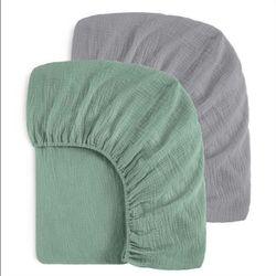2 Pack - Yoofoss Muslin Crib Sheets for Boys Girls 100% Cotton Fitted Baby Crib SheetSoft and Breathable for Standard Crib Mattress & Toddler Mattress