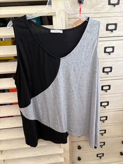 Rosegal Black/Grey Color Block Asymmetrical Tank Top 5X