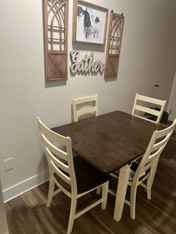 Farmhouse Dining Table Set with 4 Chairs