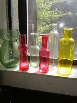 colored glass small vases