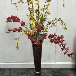 Metal Copper Vase With Flowers
