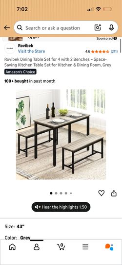 Table and bench set.