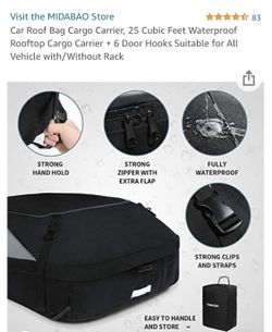MIDABAO Roof Top 25 Cubic Feet Cargo Bag for Sale in Thomasville