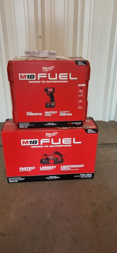 MILWAUKEE Drill Driver and Band Saw Kit: 2 Tools, Drill/Portable Band Saw, 18 V DC Volt, M18 FUEL