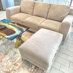 Grey Microfiber Couch And Ottoman From City Furniture