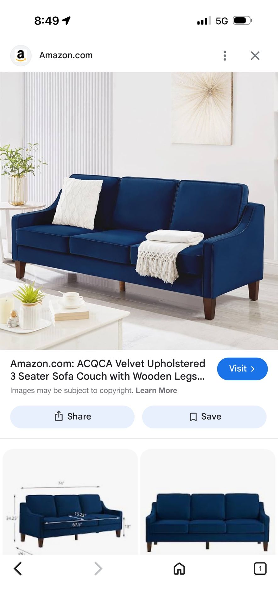 New Velvet 3 Seat Sofa 