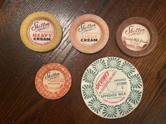Milk Bottle Caps, Lot Of 5