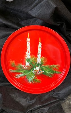 VINTAGE ROUND CHRISTMAS TRAY