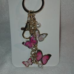 Pink & Gold Charmed Key Chain Or Bag Attachment 