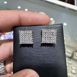 Square Shaped Diamond Earrings