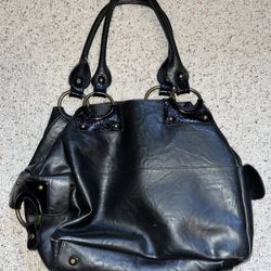 Black Faux Leather Portmons Purse
