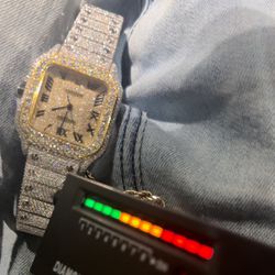 Iced Out Cartier Watch Vvs Moissanite Pass Diamond 💎 Tester 