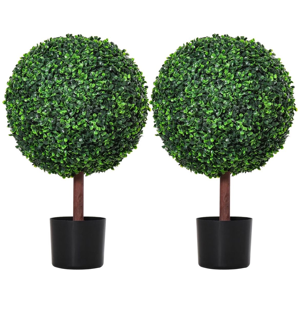 23.5" Artificial Boxwood Topiary Ball Tree Set Of 2