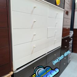 White Eight Drawer Dresser Compressed Cajonera Comoda Nueva 