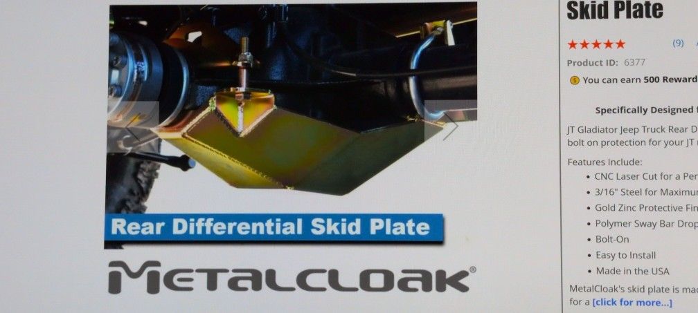 Jeep Gladiator JT Metalcloak HD Rear Diff Skid plate